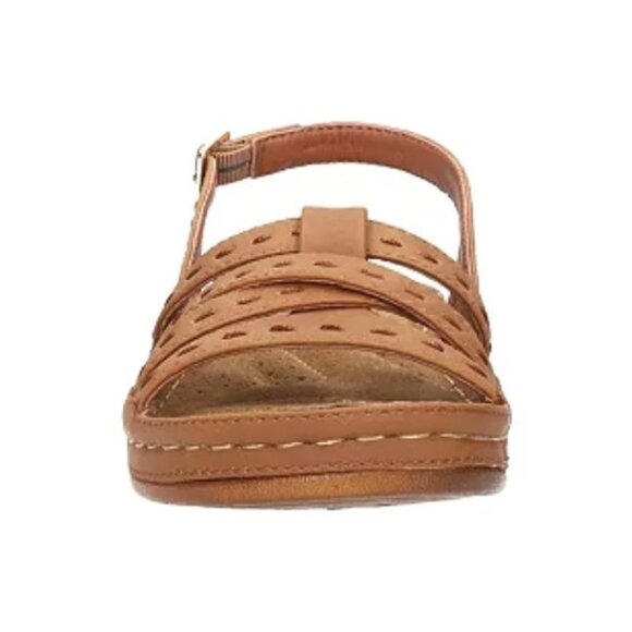 Easy Street KEHLANI Low Wedge Heel Comfort SlingBack Sandals Tan Size 6 - Picture 4 of 8